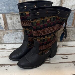 Black and Multicolor Women's Boots
